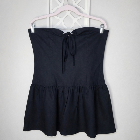 NWT Edikted Cecelie Strapless Drop Waist Mini Dress – Black – Size L - Picture 4 of 9